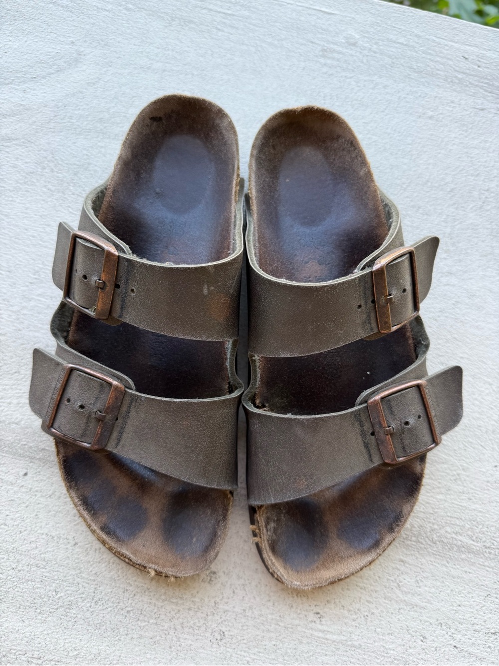 Birkenstock Brown Two-Strap Leather Sandals
